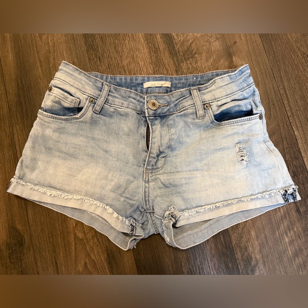 STS Blue ~ Light Blue Distressed Denim Shorts